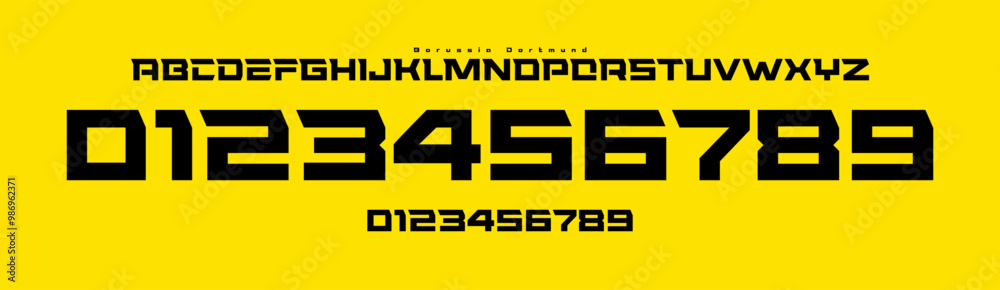 Leinwandbilder bold angular font, futuristic edge numbers and letters, strong geometric structure alphabet for spor