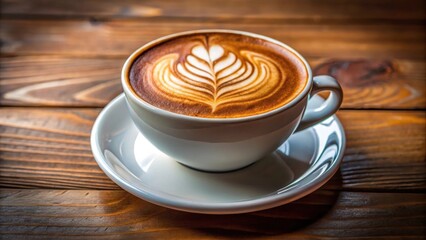 Cappuccino cup with beautifully crafted latte art perfect for coffee lovers