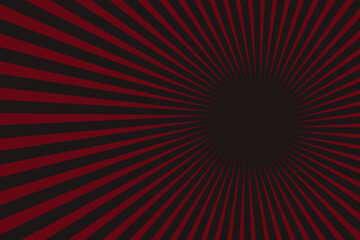Vintage pop art red black sun background. Red retro vintage style background with sun rays vector illustration