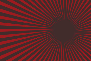 Vintage pop art red black sun background. Red retro vintage style background with sun rays vector illustration