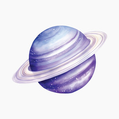Fototapeta premium Watercolor Saturn with starry rings