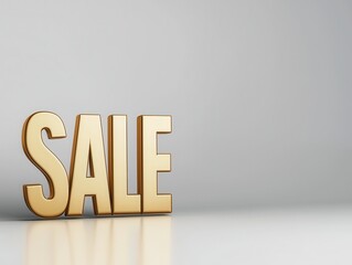 Golden 'SALE' sign against a minimalist background, ideal for promotional material and advertisements.