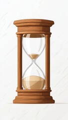 Classic hourglass timer on white isolated background, symbolizing time management and patience.