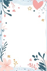 Diary frame with pastel tones and minimalist patterns.
