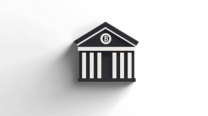 A 3D illustration of a Bitcoin bank building offers a modern take on financial design.