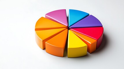 Obraz premium A colorful 3D pie chart adds clarity and visual interest to data visualization.