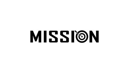 mission lettering, letter O like target, black isolated silhouet