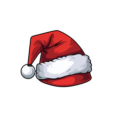 colorful illustration of Santa hat isolated on white background 