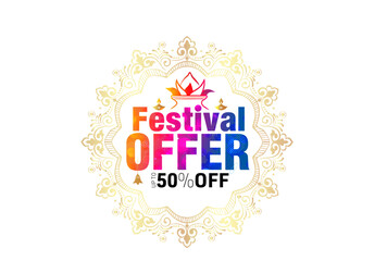 Navratri traditional vintage background with festival offer, 50% off sale and shopping deals concept.
