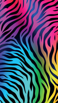 Vibrant rainbow zebra pattern