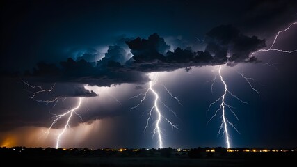 Three Different Lightning Bolts Isolated on Black, Lightning Effects and Thunderstorm, Various Lightning Bolt Designs