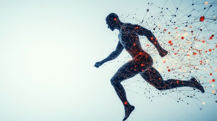 Kinetic energy display of athlete motion showcasing dynamic movement on blank slate copy space background