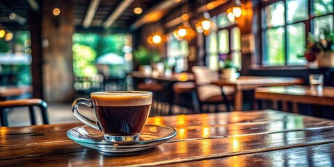 Luxurious Americano coffee on a rustic cafe table, perfect for starting the day