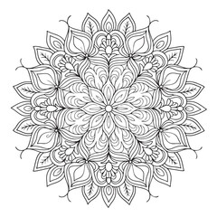 Circular pattern in the form of a mandala. Henna tatoo mandala. Mehndi style. Decorative pattern in oriental style. Coloring book page.