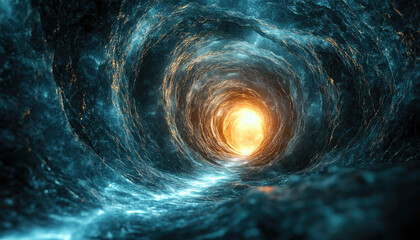 Naklejka premium A mesmerizing tunnel of swirling cosmic colors leading to a bright light.