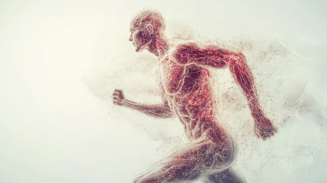 Scientific analysis neural pathways impact on athlete performance visualized copy space background