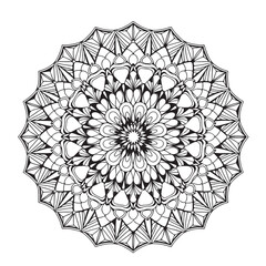 Circular pattern in the form of a mandala. Henna tatoo mandala. Mehndi style. Decorative pattern in oriental style. Coloring book page.