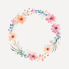 Delicate floral watercolor wreath