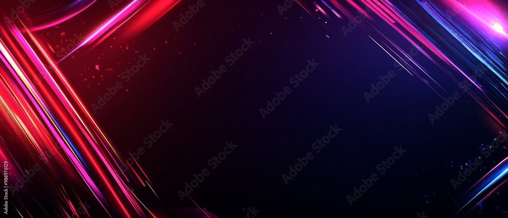 Poster An abstract design featuring diagonal red and blue lines with glowing effects on a dark background.
