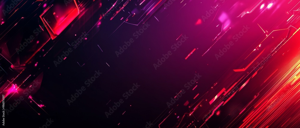 Poster A digital abstract background featuring a vibrant interplay of diagonal lines and glowing red hues.