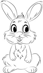 Cute bunny cartoon character coloring page. Animal,  colouring page for kids