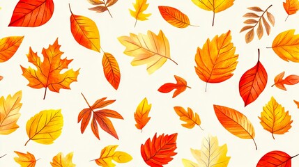 Obraz premium A bunch of watercolor autumn leaves on a white background
