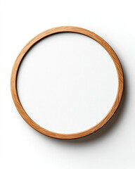 Obraz premium Round wooden frame on a white isolated background.