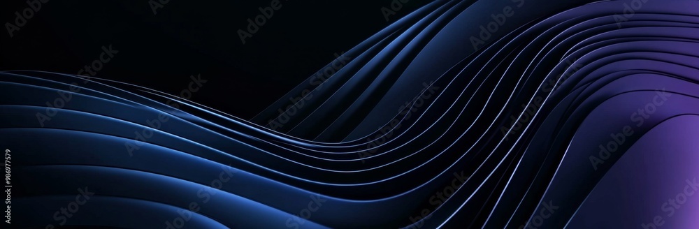 Poster a close-up of abstract dark blue and purple curved lines, creating a sleek and modern background.