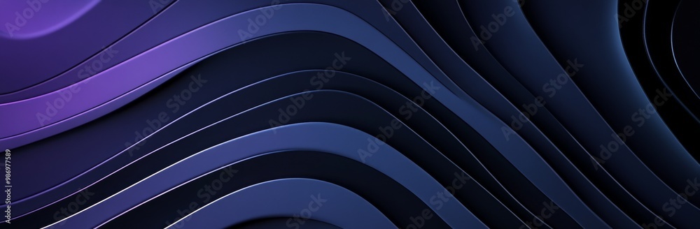 Poster a 3d rendering of a abstract, curved blue and purple background.