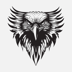 Black eagle head logo Vector Silhouette on white