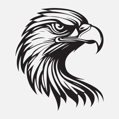 Black eagle head logo Vector Silhouette on white