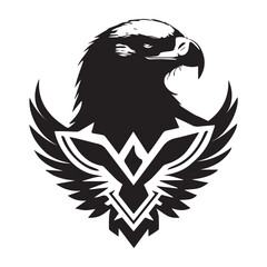 Black eagle head logo Vector Silhouette on white