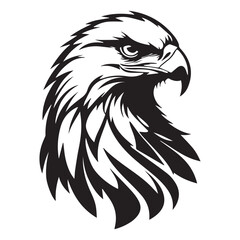 Black eagle head logo Vector Silhouette on white