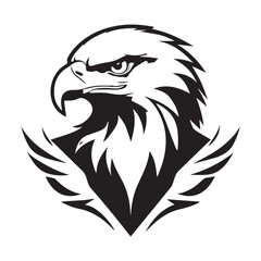 Black eagle head logo Vector Silhouette on white