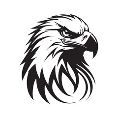 Obraz premium Black eagle head logo Vector Silhouette on white