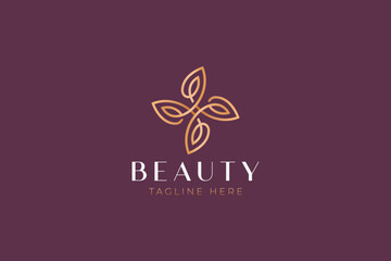 Logo Beauty Natural Geometric Abstract Swirl Leaf Business Skincare Cosmetic