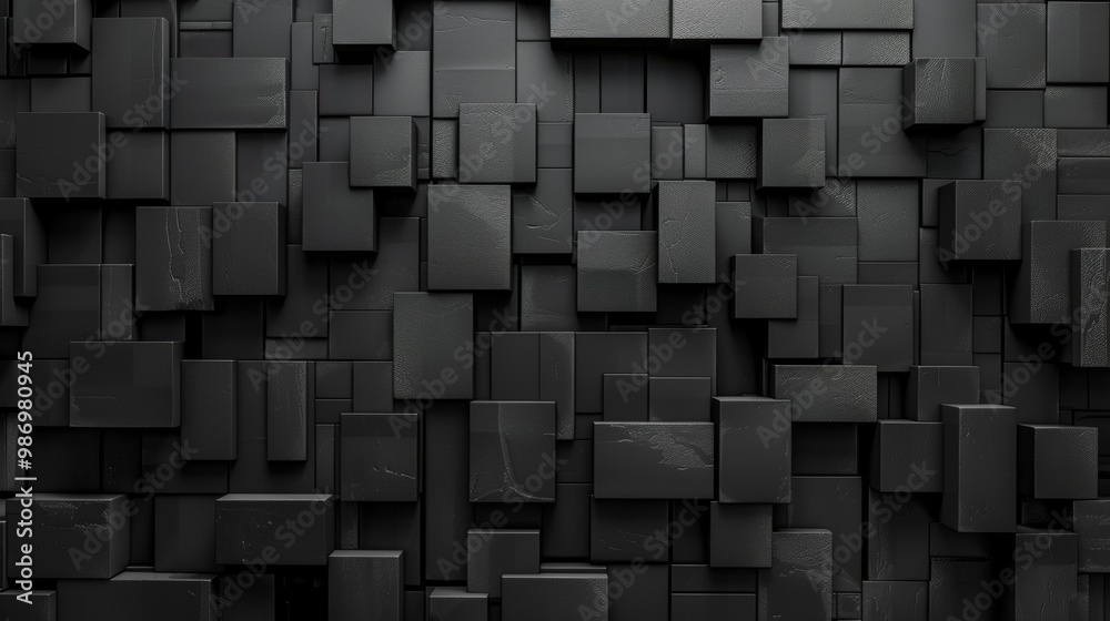 Aufkleber A close-up of a black geometric wall with a repeating cube pattern.