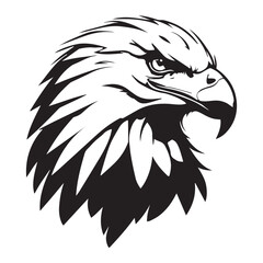 Obraz premium Black eagle head logo Vector Silhouette on white
