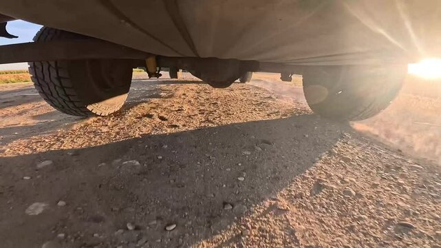 under a truck or suv while off road