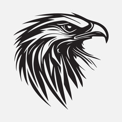 Black eagle head logo Vector Silhouette on white