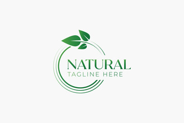 Logo Natural Leaf Icon Label Green Organic Nature Concept