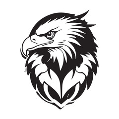 Black eagle head logo Vector Silhouette on white