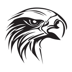 Obraz premium Black eagle head logo Vector Silhouette on white