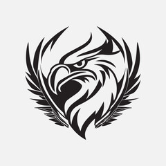 Black eagle head logo Vector Silhouette on white