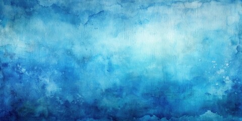 Obraz premium Watercolor painting of a blue hue with textured paper effect on canvas