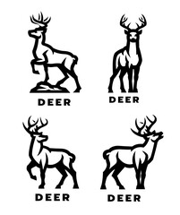 Set of deer logos.