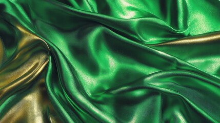 Obraz premium Luxurious green silk texture with a smooth, soft blur, perfect for abstract backgrounds