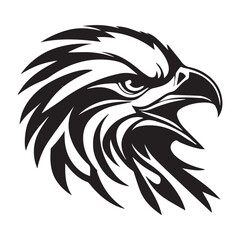 Black eagle head logo Vector Silhouette on white
