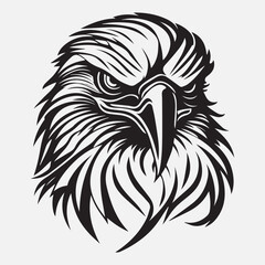 Black eagle head logo Vector Silhouette on white