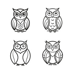 Owl outline vector art illustration design